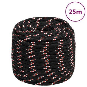 Linka żeglarska, czarna, 18 mm, 25 m, polipropylen