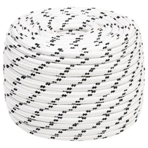 Pleciona linka żeglarska, biała, 14 mm x 100 m, poliester