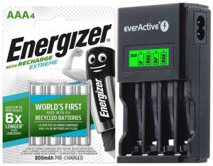 Ładowarka Baterii Aa Aaa + 4x Akumulatorki 800 Mah