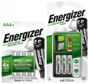 Ładowarka Energizer + Akumulatorki Aa R6 + Aaa R3
