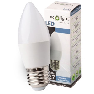 Żarówka Led E27 5w 6500k Świeczka Zimna 5w=40w
