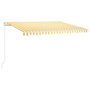 Ręcznie zwijana markiza z LED, 400 x 300 cm, żółto-biała
