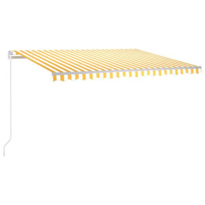 Ręcznie zwijana markiza z LED, 400 x 350 cm, żółto-biała