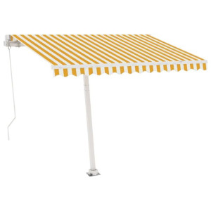 Ręcznie zwijana markiza z LED, 300 x 250 cm, żółto-biała