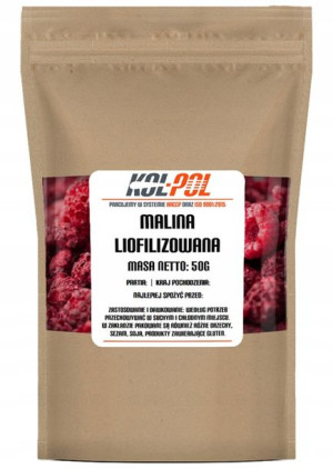 MALINY LIOFILIZOWANE 50g Całe owoce liofilizowane