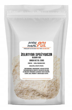 ŻELATYNA SPOŻYWCZA 180 BLOOM 200g Na stawy jakość