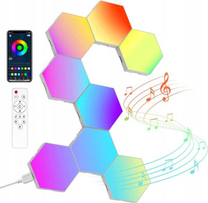 Lampa Ścienna Gamingowa Hexagon Rgb Modułowa 8 Szt