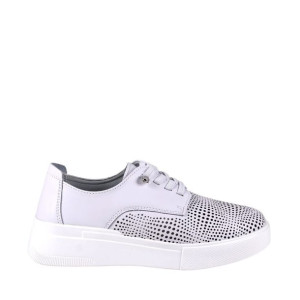 Damskie Półbuty Sneakersy Ażurowe Ze Skóry Filippo Dp4405 Białe