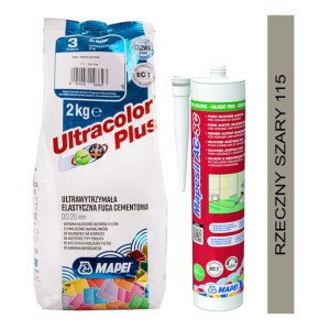 MAPEI fuga ULTRACOLOR PLUS 2kg + silikon MAPESIL AC-SC 115 rzeczny szary