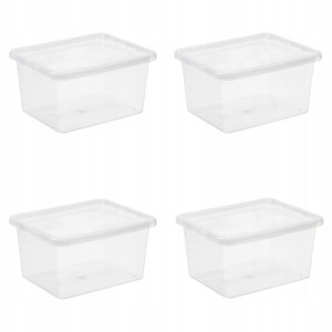 Zestaw 4 pojemników pudełek 20L plastikowych BASIC