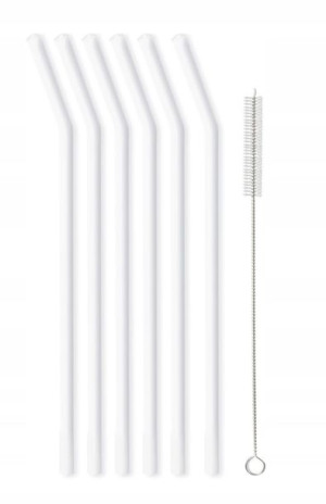 Słomki szklane 23 cm 6 szt białe VIALLI DESIGN