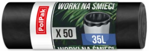 Worki na śmieci odpady czarne 35L 50szt HDPE