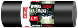 Worki na śmieci odpady extra mocne 60L 10szt LDPE