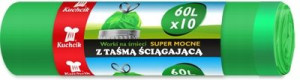 Worki na śmieci mocne z taśmą ściągającą 60L 10szt