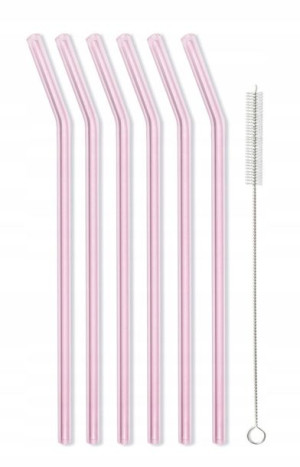Słomki szklane 23 cm 6 szt różowe VIALLI DESIGN