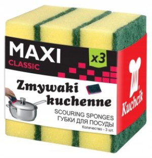 Zmywak kuchenny gąbka myjka MAXI CLASSIC 3 szt