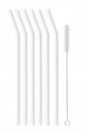 Słomki szklane 23 cm 6 szt białe VIALLI DESIGN