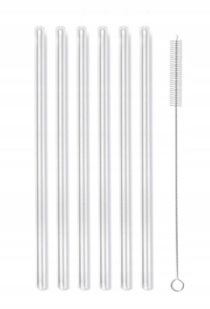 Słomki szklane 20 cm 6 szt transparent VIALLI DESI