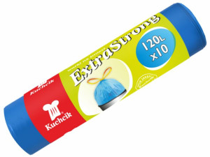 Worki na śmieci mocne z taśmą ściągającą 120L 10sz