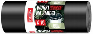 Worki na śmieci odpady extra mocne 60L 10szt LDPE