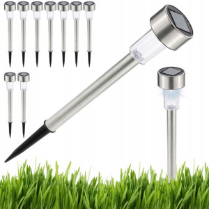 10x Lampa Lampki Solarne Słupek Inox Ogrodowe