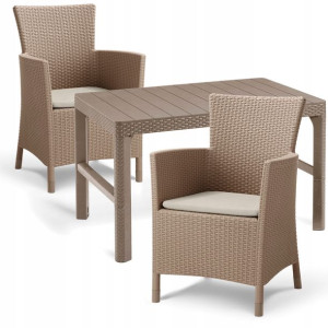 Zestaw Mebli Ogrodowych Rattan 2 Fotele + Stolik