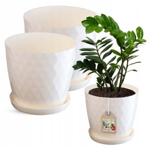 Kadax Doniczka + Podstawka Kremowa Zestaw 25+30cm