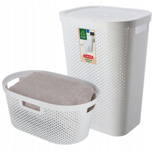 Curver Kosz Na Pranie Bieliznę 60+40l Biały Eko