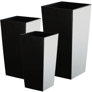 Zestaw 3x Donica Doniczka Wkład Połysk Czarna 68cm
