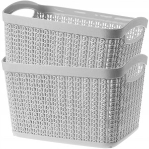 Pojemnik Pudełko Organizer Koszyk Szary 6,6l 2szt