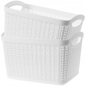 Pojemnik Pudełko Organizer Koszyk Biały 6,6l 2szt