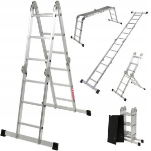 Kadax Drabina Aluminiowa Przegubowa 4x3 Dwustronna