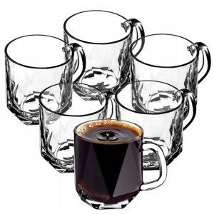 Szklanki 300ml Do Kawy Herbaty Z Uchem Zestaw 6szt