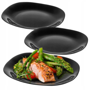 Talerz Obiadowy 28cm Płytki Czarny Talerze 3szt