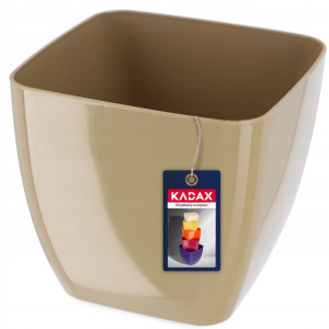 Doniczka Osłonka Na Kwiaty Kwadratowa Beżowa 16cm