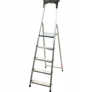 Drabina Aluminiowa 5 Stopniowa Mocna +hak 125 Kg