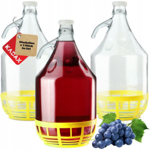 3x Gąsior Balon 5l Butelka Dama Na Wino+zamknięcie