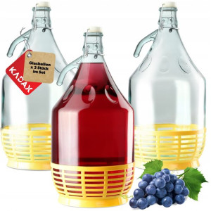 3x Gąsior Balon 5l Butelka Dama Na Wino+zamknięcie