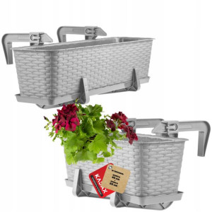 Skrzynka Doniczka Balkonowa Uchwyty Zestaw 40+60cm