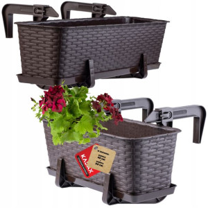 Skrzynka Doniczka Balkonowa Uchwyty Zestaw 40+60cm