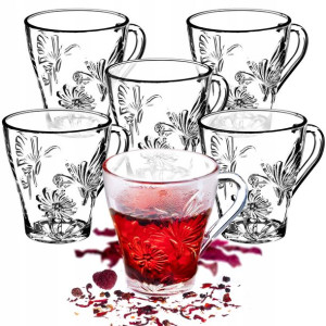 Szklanki Do Herbaty Kawy 250ml Komplet 6szt Wzór