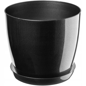 Doniczka Osłonka Na Kwiaty Podstawka Grafit 16cm