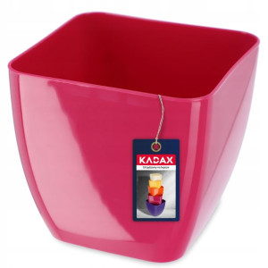 Doniczka Osłonka Kwiaty Kwadratowa Różowa 16cm
