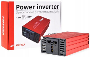 Przetwornica Samochodowa 24/230v 300-600w 2xusb