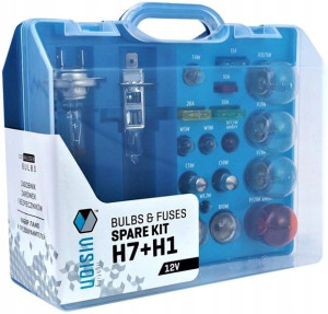 Zestaw Zasobnik Komplet Żarówek H1 H7 12v +17 El.