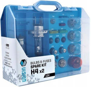 Zestaw Zasobnik Komplet Żarówek 2x H4 12v +17 El.