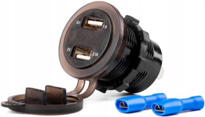 Ładowarka Samochodowa Motocykl 2x Usb Woltomierz