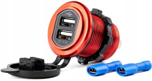 Wodoodporne Gniazdo Samochodowe 2xusb 12/24v Qc