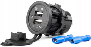 Gniazdo Samochodowe Ładowarka 2x Usb 12v 24v Amio