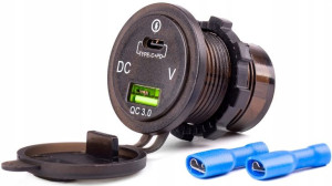 Gniazdo Samochodowe Ładowarka Usb-c Usb Woltomierz
